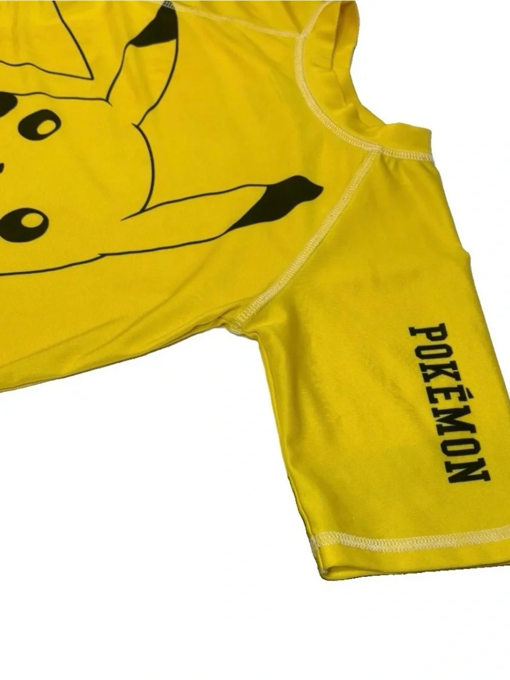 Pokémon Pikachu Boys Swim Set Size M Shirt & Swim Trunks Black Yellow Cartoon